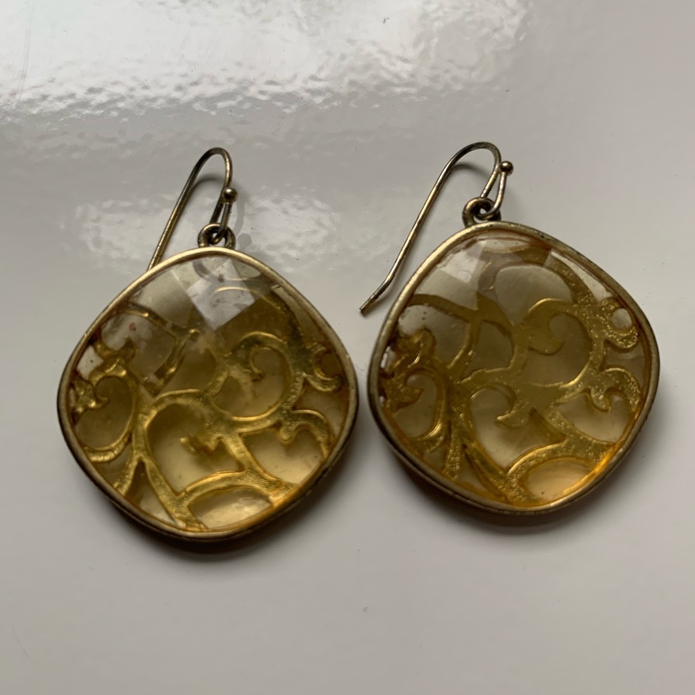 Nordstrom | Clear Resin + faux gold earings